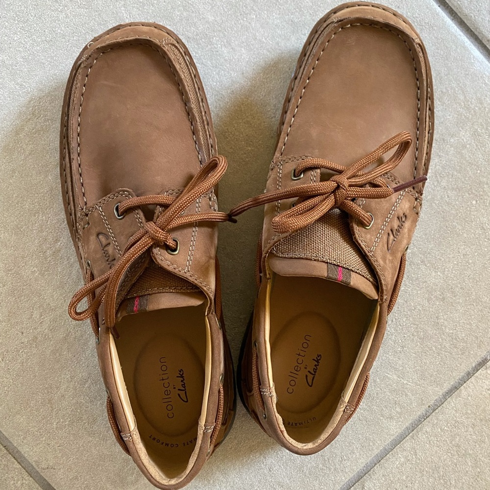 9 Wide Clarks Waterloo Tan Nubuck Leather Boat Shoes